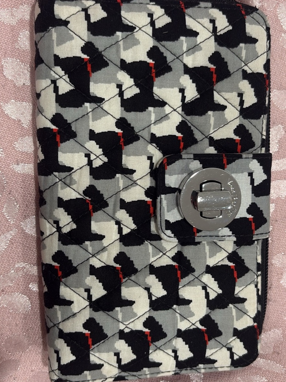 Vera Bradley Black White Gray Wallet with Red Accents